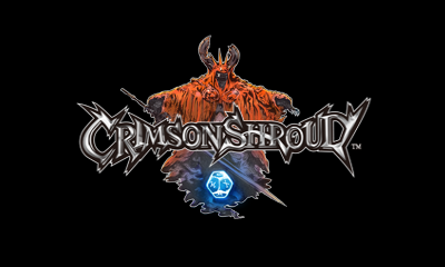 검은 배경과 원본 영문 Crimson Shroud 로고가 표시된 배포본 타이틀 화면